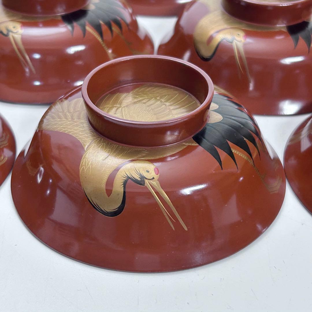 輪島塗 金蒔絵 松鶴 汁椀 吸物椀 10客 漆器