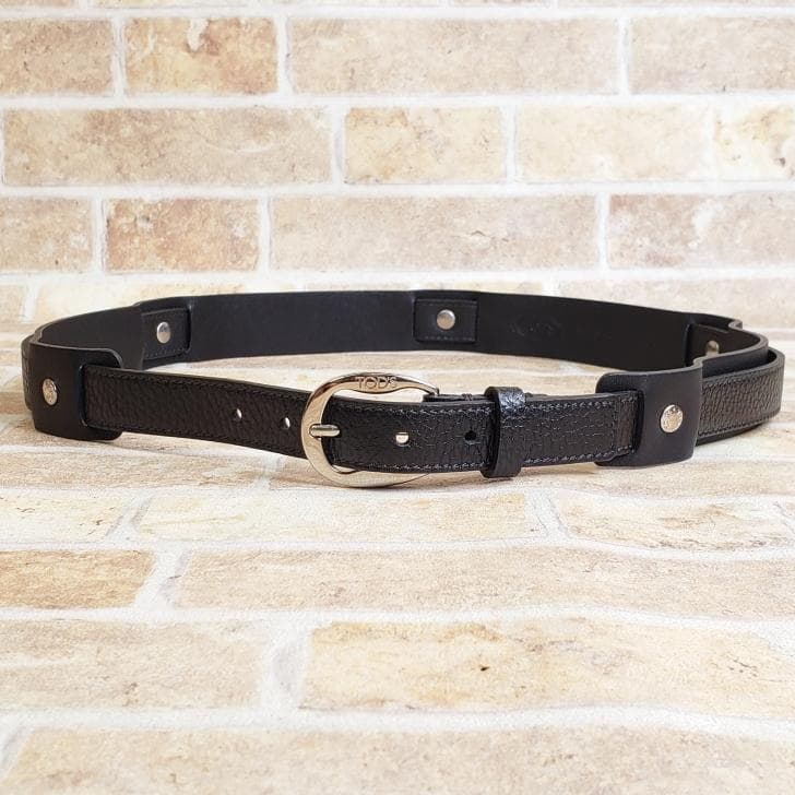 美品 トッズ TOD’S ☆ レザー ベルト ブラック 伊製 80 レディース