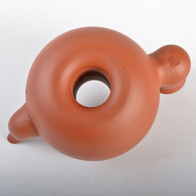 煎茶道具　常滑焼　山田陶山作　紫砂　朱泥　漢詩刻　急須　V　R4355