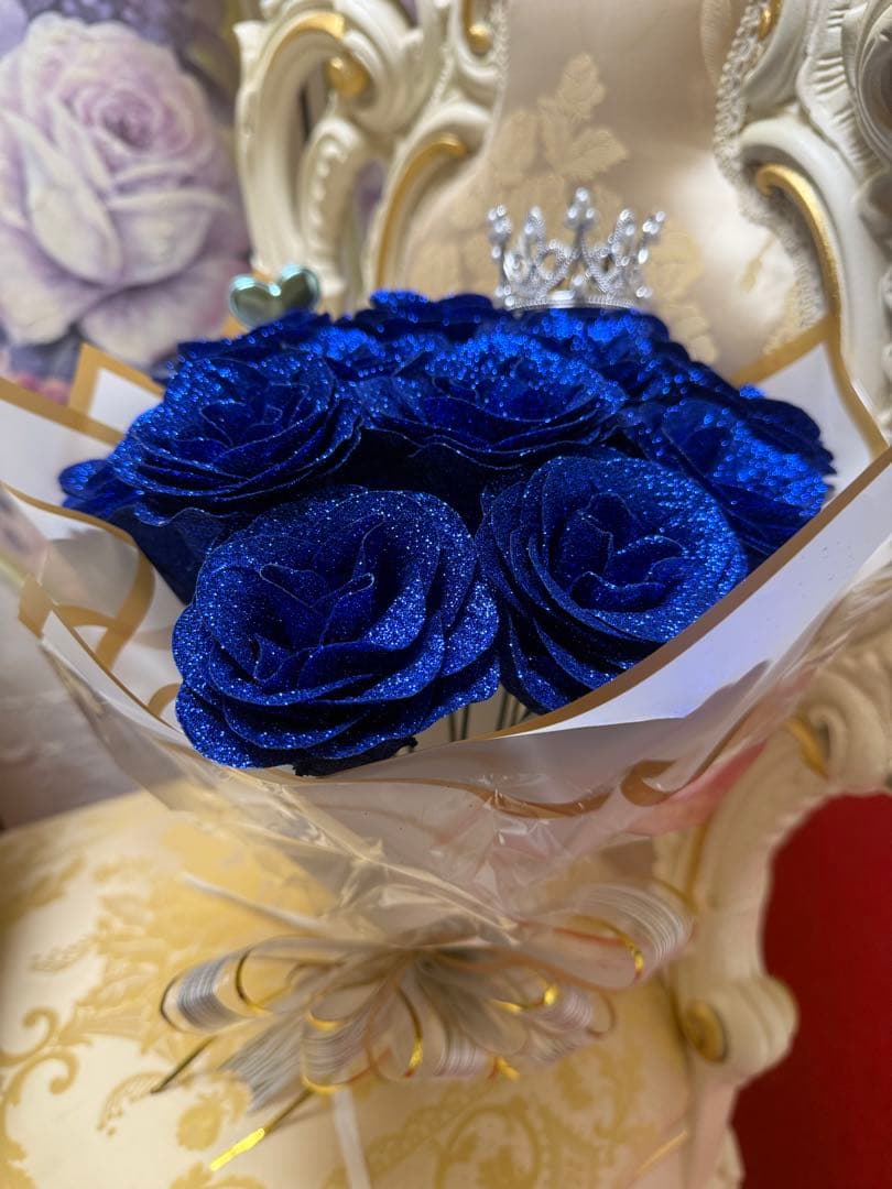 グリッターローズ　赤金造花ブーケ