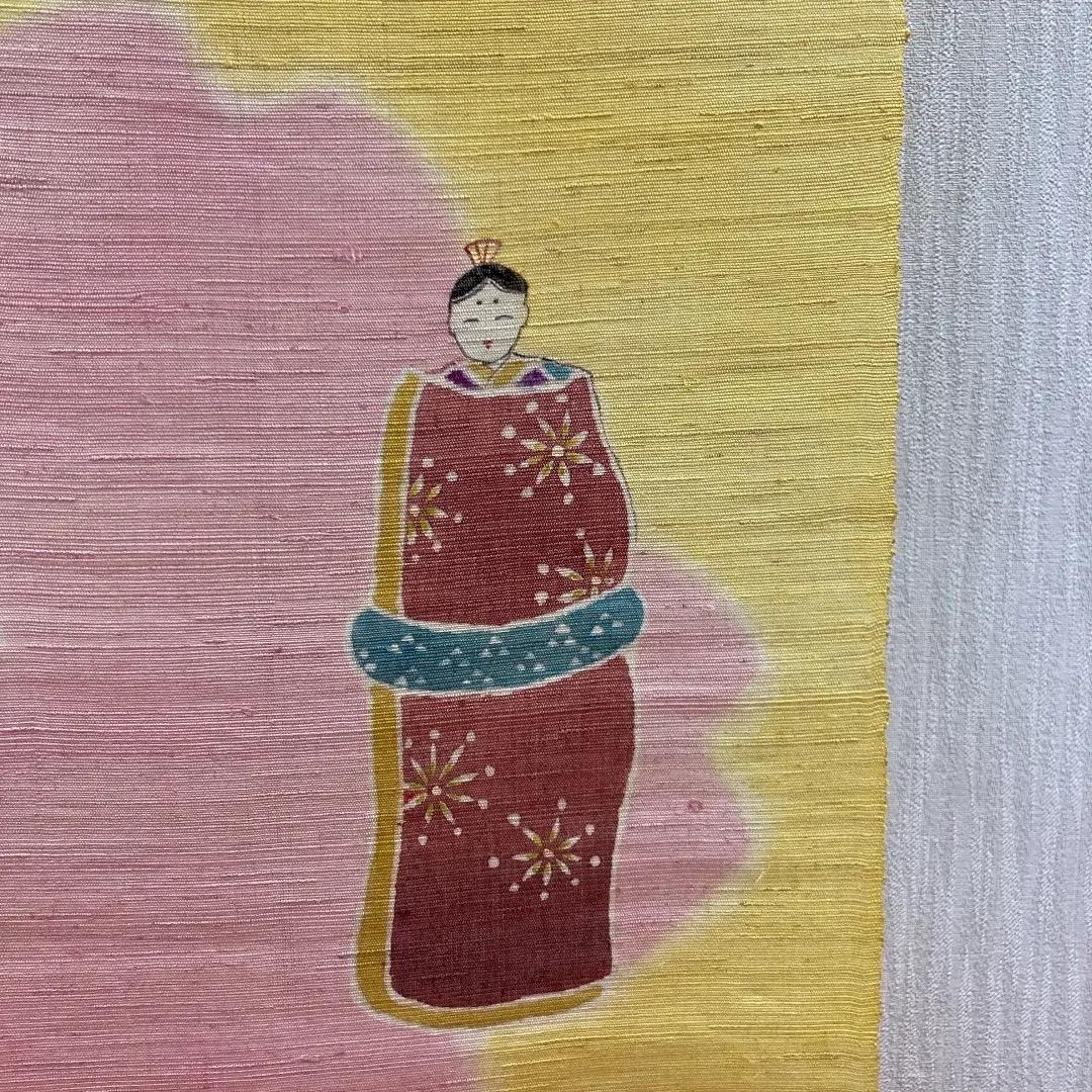 A2 高級　麻タベストリー　雛タペストリー　ひな人形コンパクト飾り