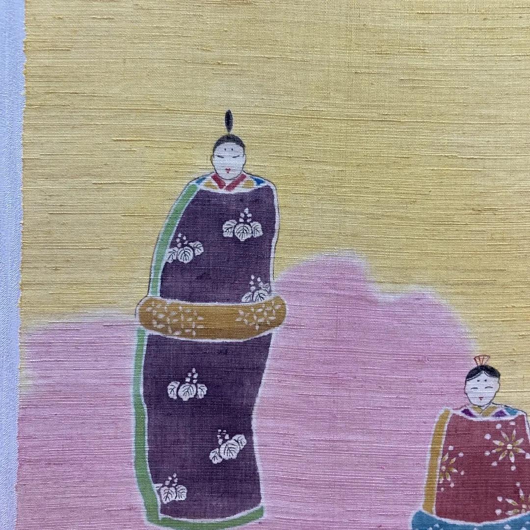 A2 高級　麻タベストリー　雛タペストリー　ひな人形コンパクト飾り