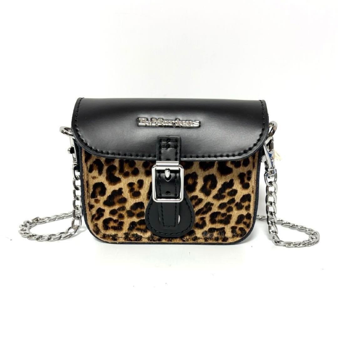 新品 ドクターマーチン 5インチ サッチェルバッグ ブラック レオパード 豹柄