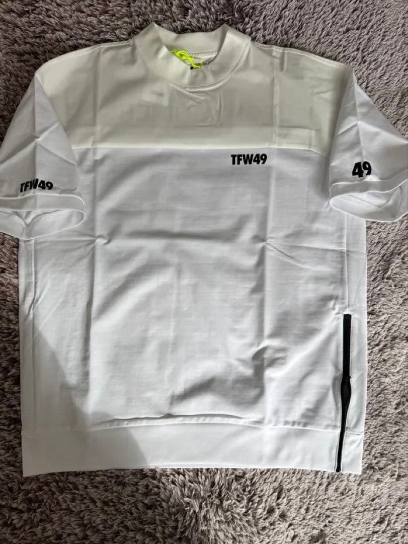 SIDE ZIP HALF MOCKNECK ホワイト　Lサイズ