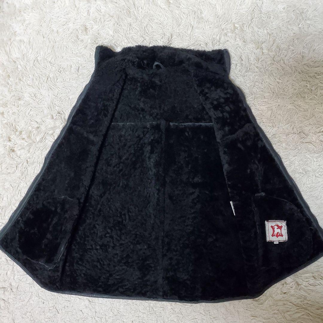 極美品 ブルガリア製 リアルムートンベスト 羊革 ラムレザー XL 黒