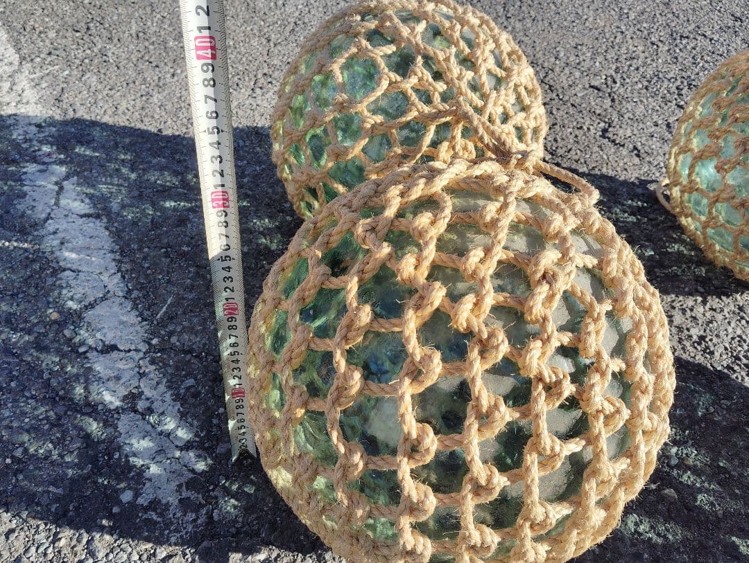 浮き玉ガラス製インテリア装飾 4個セット約28cm