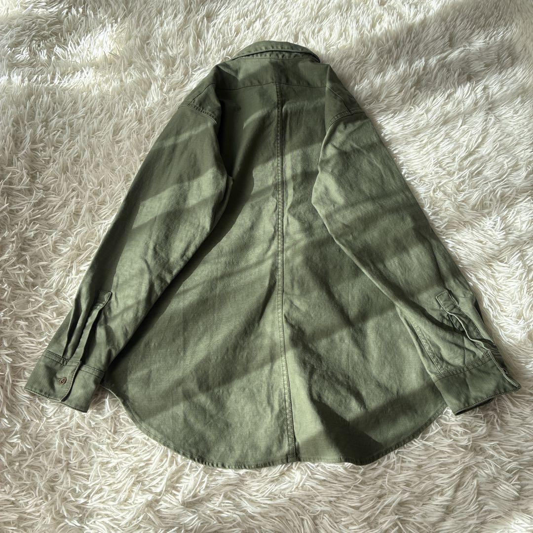 ぬき様 フレームワーク カーキ 長袖シャツ ミリタリーシャツ ゆったり