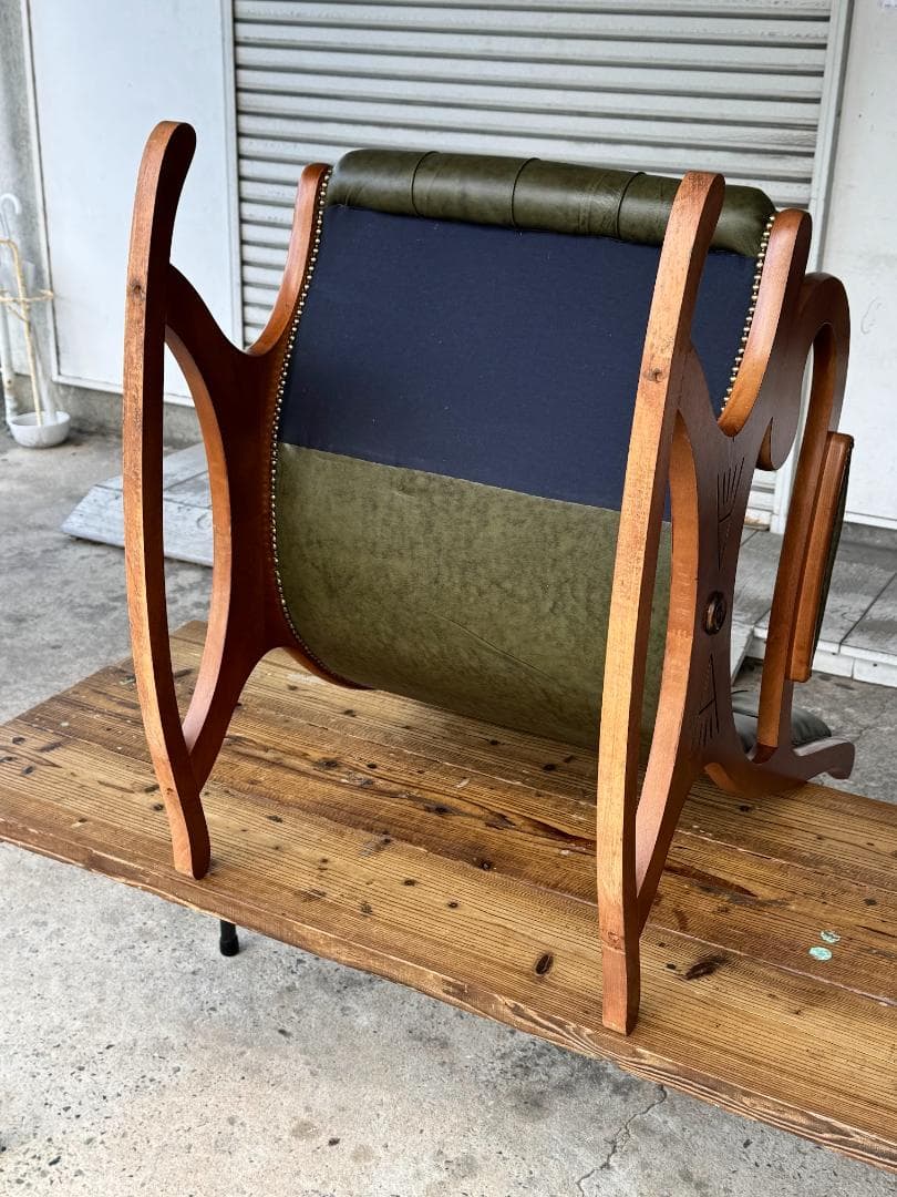 イタリア 本革ロッキングチェア クラシック アンティーク チェスターフィールド