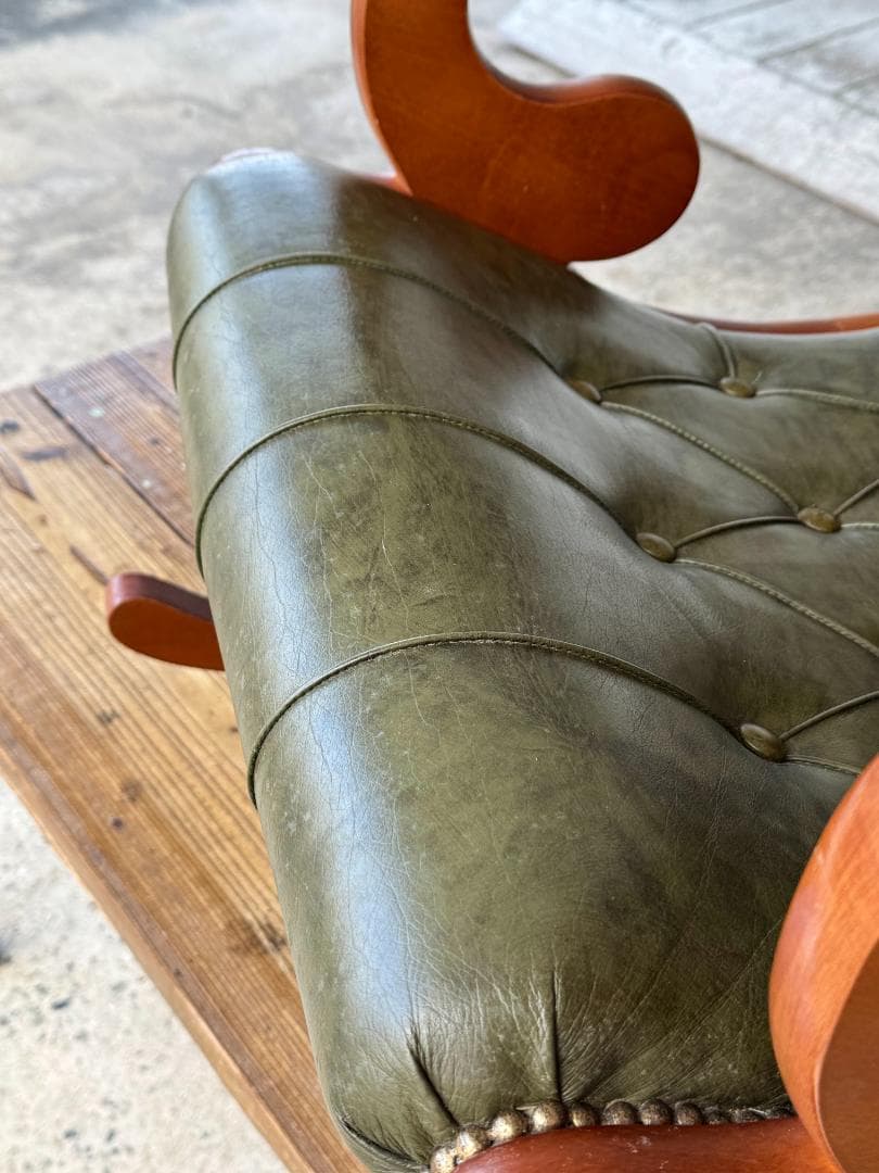 イタリア 本革ロッキングチェア クラシック アンティーク チェスターフィールド