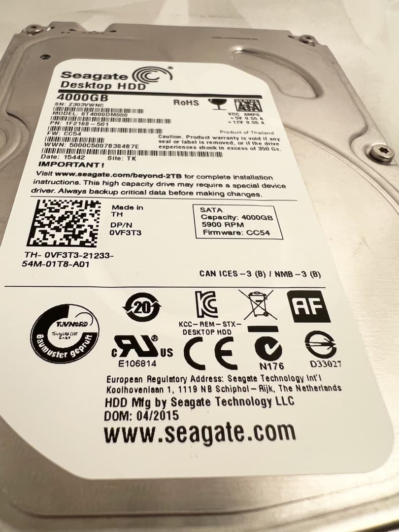 中古★SEAGATE ST4000DM000★4TB SATA600 正常153