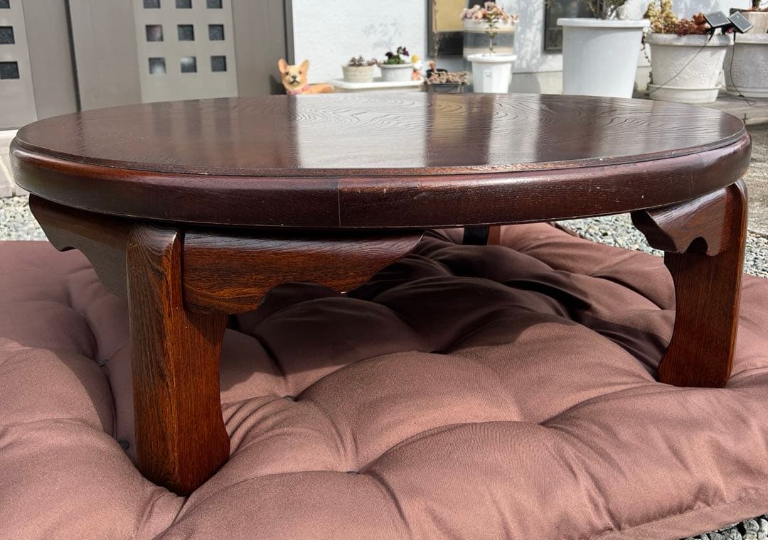 木製 折り畳座卓 センターテーブル ちゃぶ台 円卓 古家具 レトロ ヴィンテージ