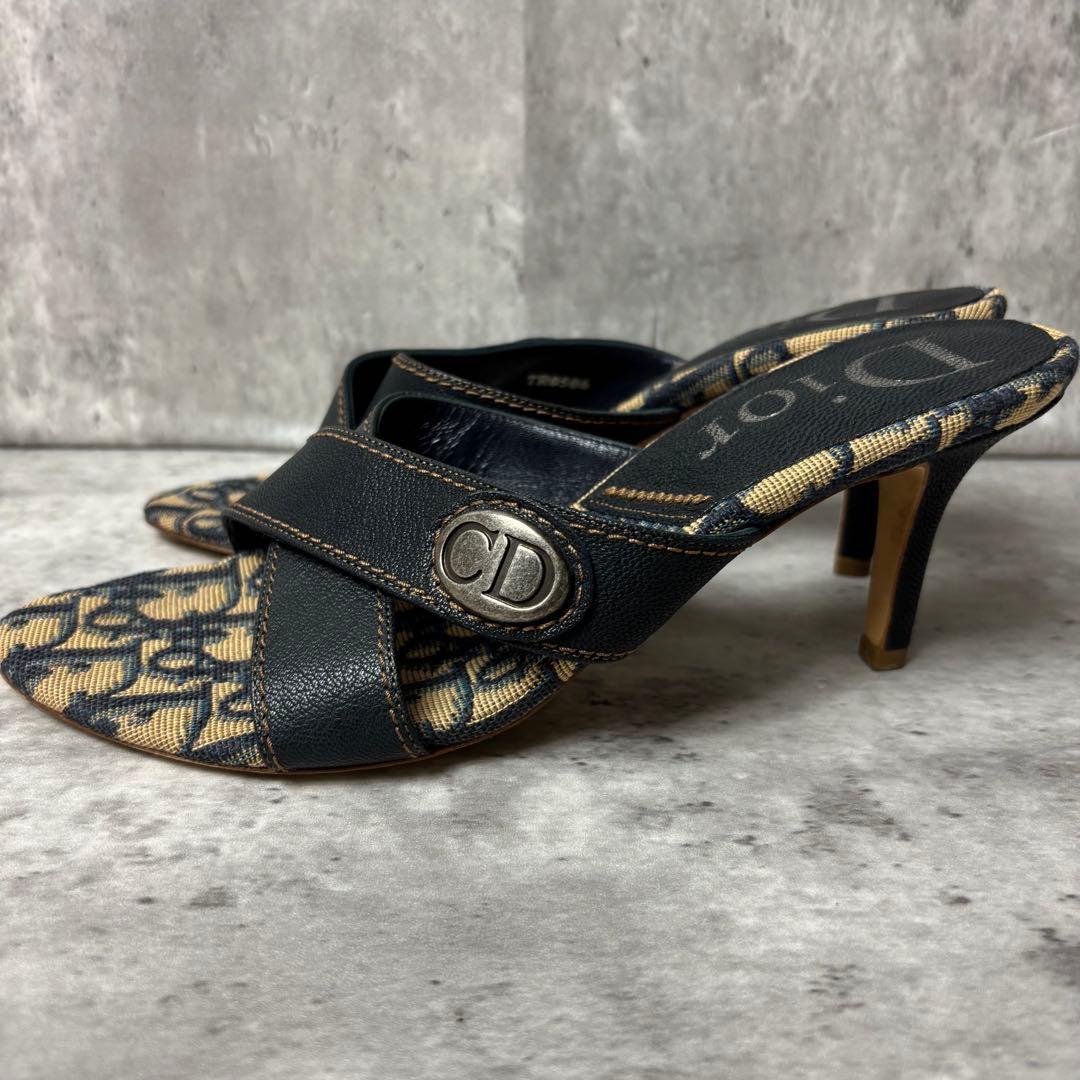 美品✨Dior ヒール サンダル トロッター ロゴプレート 保存袋付き 37