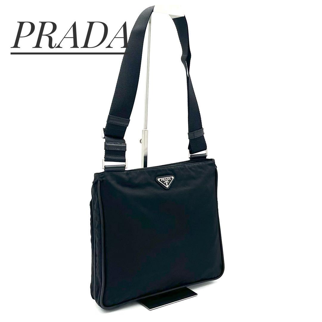 PRADAプラダ サコッシュ ショルダーバッグ テスート サフィアーノ ブラック