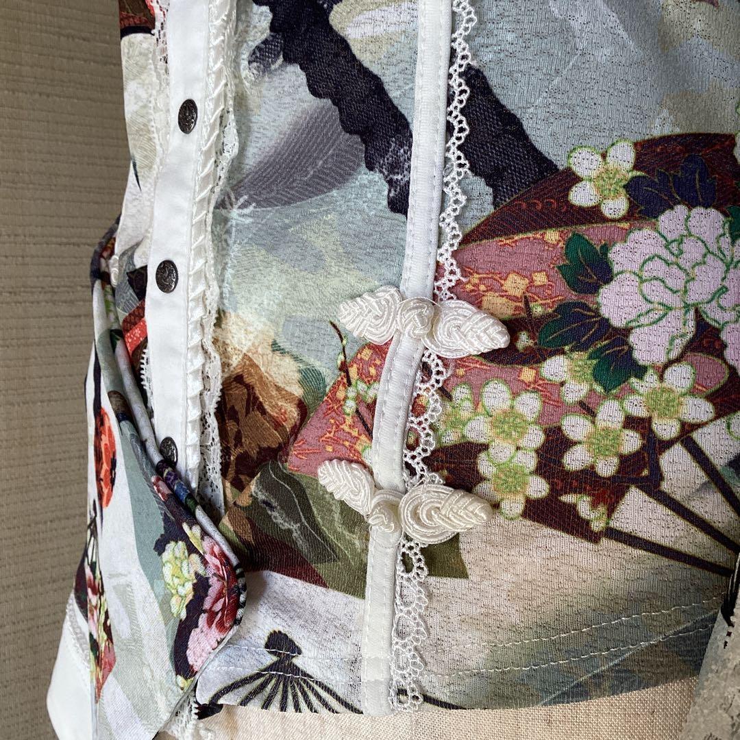 極美品！OZZ ONESTE 和チャイナ白セットアップ［商品番号9］