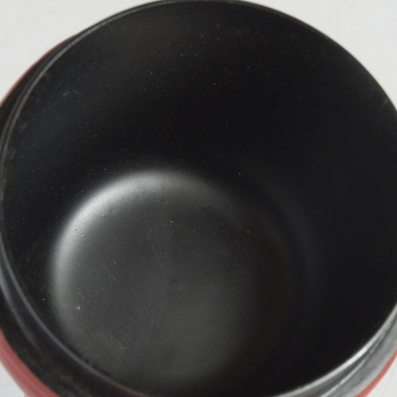 中国　剔紅　堆朱　花草山水刻　棗　時代箱　V　9767