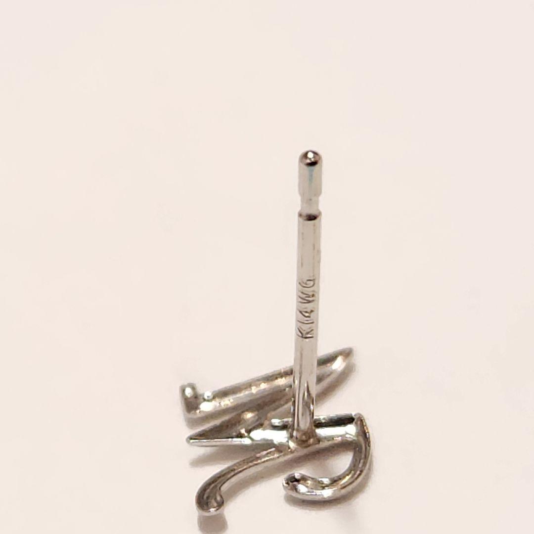 新品　K14ホワイトゴールドイニシャル『M』ピアス　片耳分とドクロルビー片耳