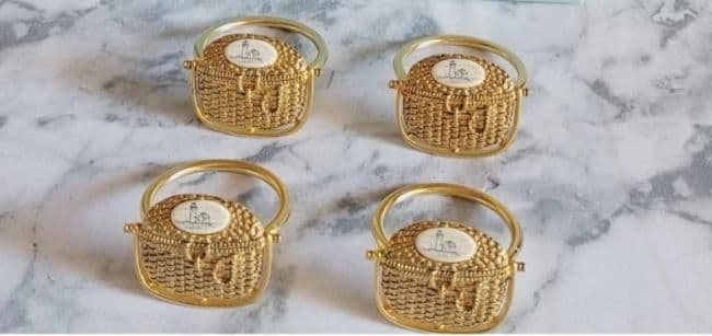 ナンタケットバスケット　ナプキンリング ４個セット　箱入り ゴールド