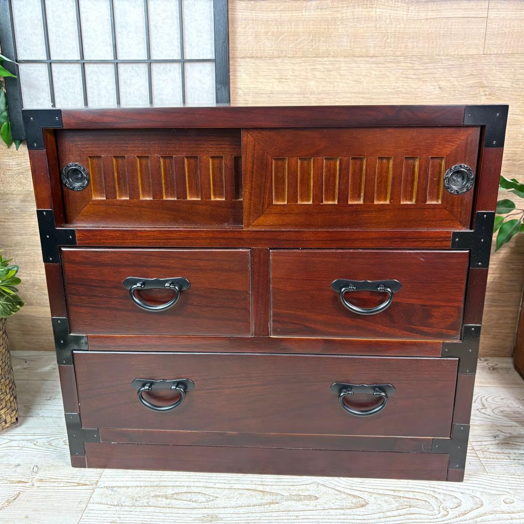 民芸家具木製桐材天然無垢和箪笥引き戸付き収納家具和タンス飾り棚和室インテリア