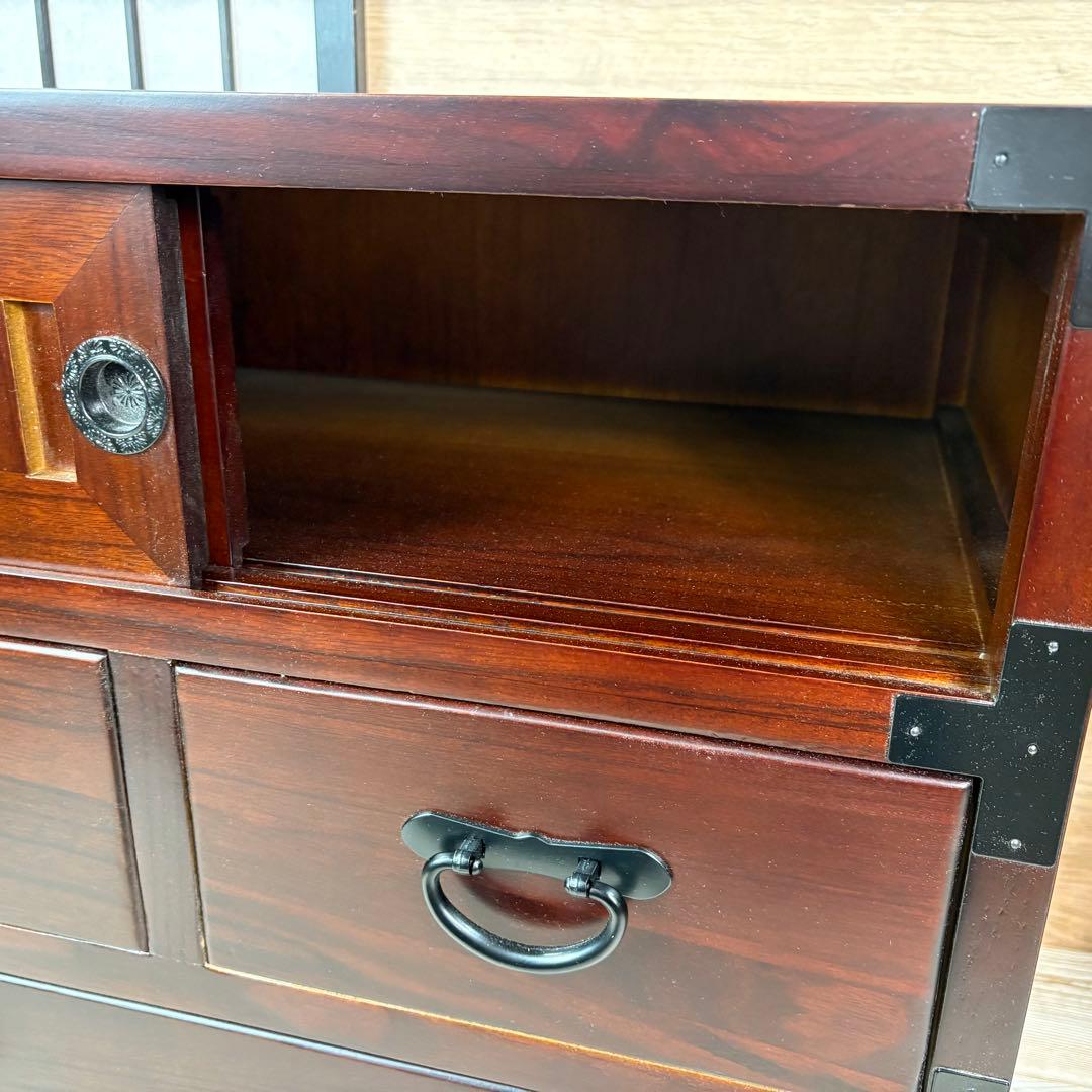 民芸家具木製桐材天然無垢和箪笥引き戸付き収納家具和タンス飾り棚和室インテリア