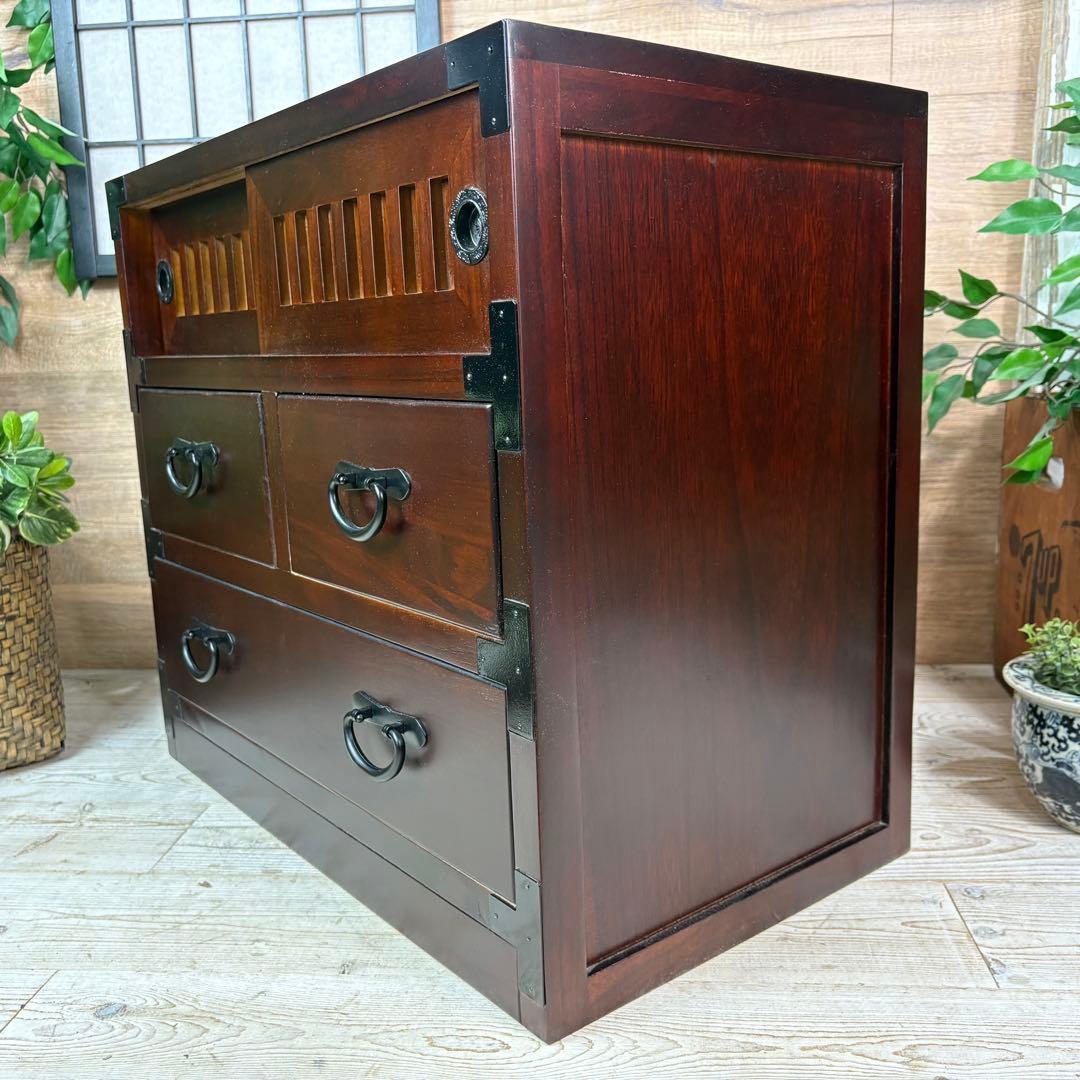 民芸家具木製桐材天然無垢和箪笥引き戸付き収納家具和タンス飾り棚和室インテリア