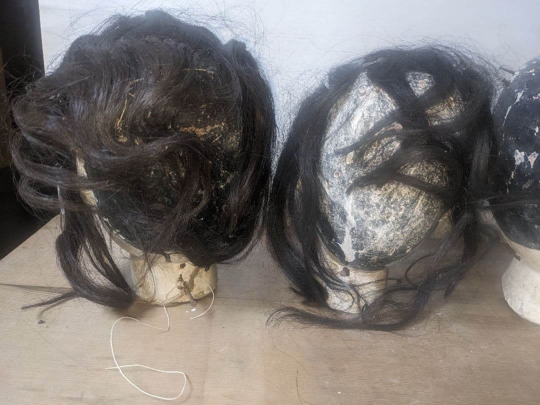 日本の伝統的木製人形の頭4点セット 文楽 幕末~明治 伝統工芸 骨董