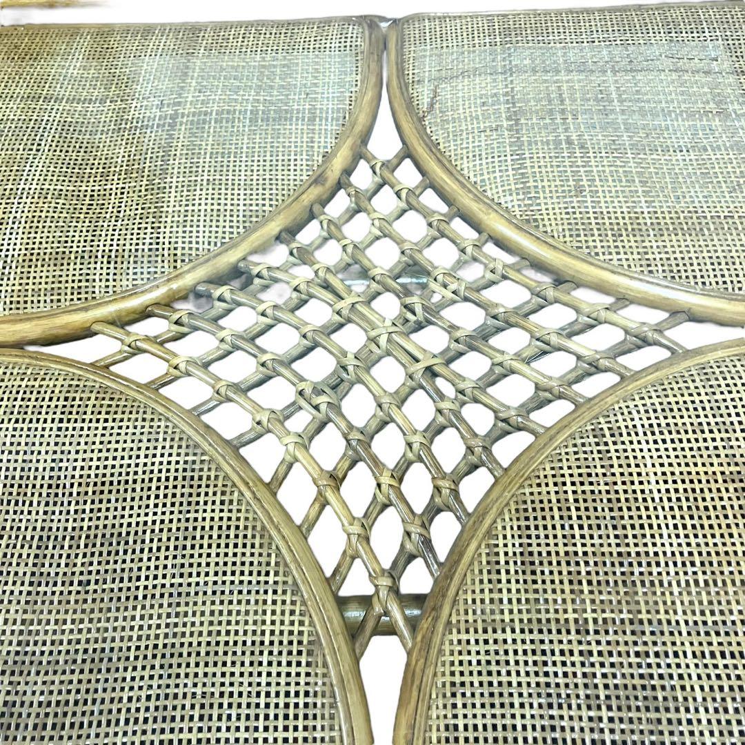 ラタン ガラス天板 ローテーブル 籐 ヴィンテージ ナチュラル センターテーブル