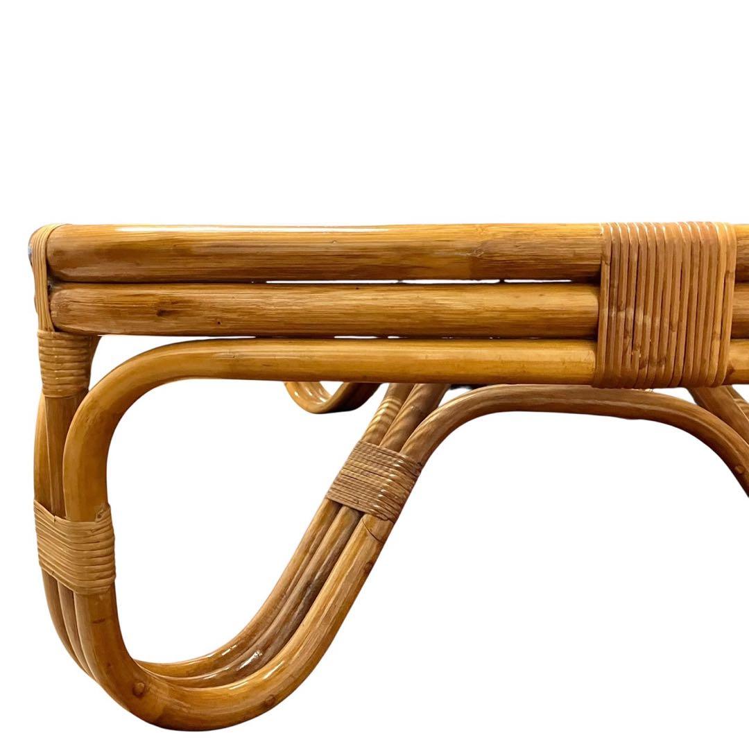 ラタン ガラス天板 ローテーブル 籐 ヴィンテージ ナチュラル センターテーブル