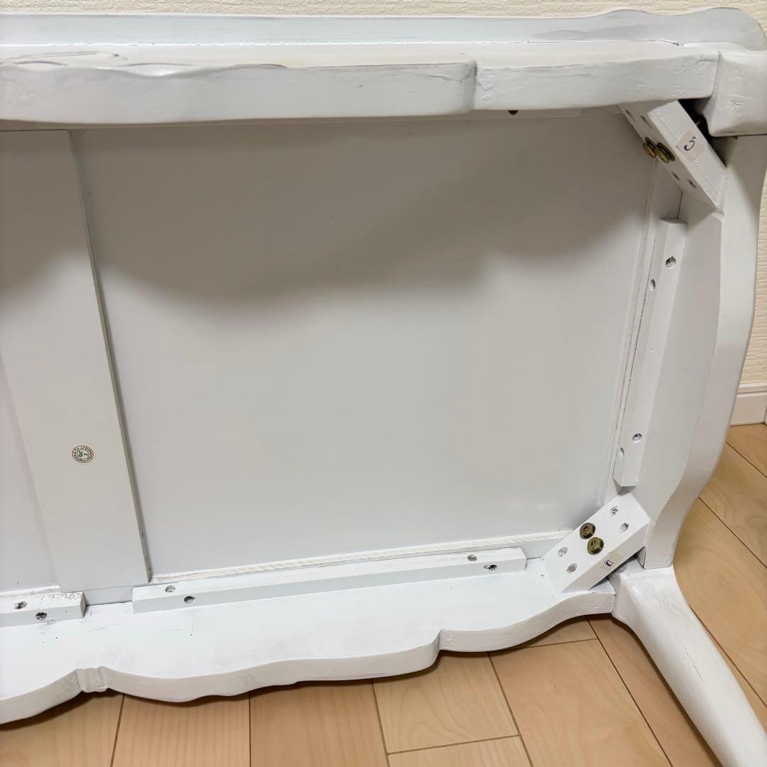 リュバンシュ クラシカル 机 テーブル アンティーク 猫脚 リボン 白 ホワイト