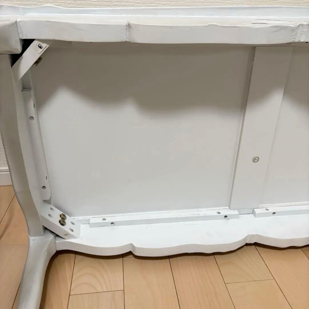 リュバンシュ クラシカル 机 テーブル アンティーク 猫脚 リボン 白 ホワイト