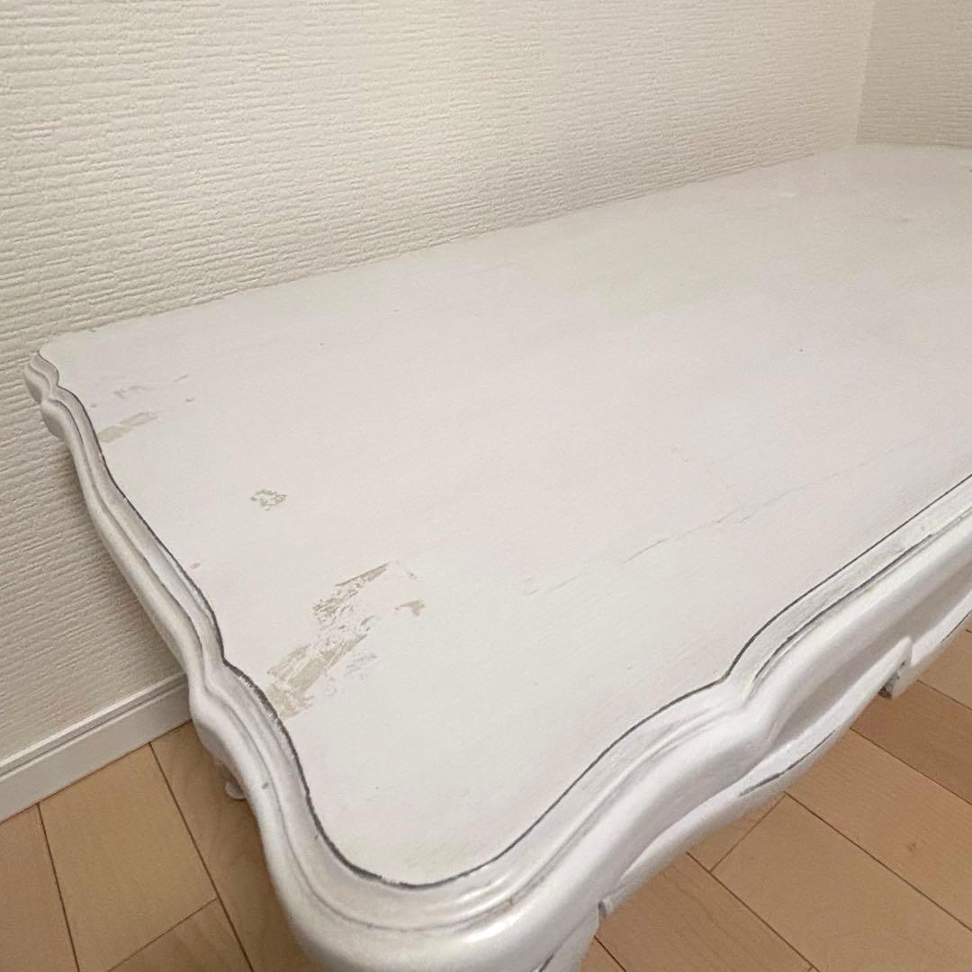 リュバンシュ クラシカル 机 テーブル アンティーク 猫脚 リボン 白 ホワイト