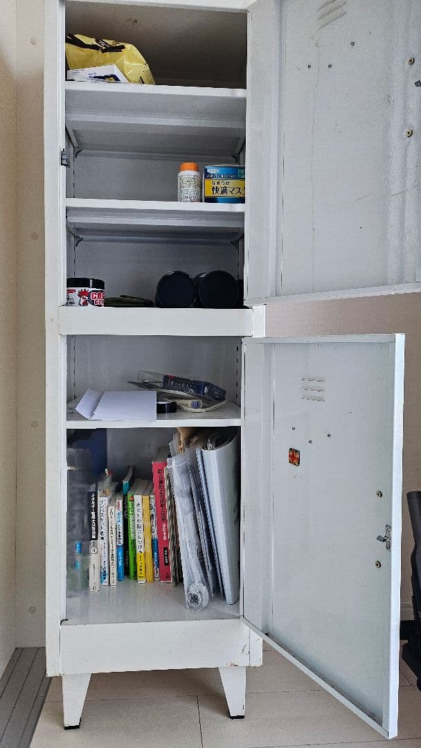 ホワイト スチールロッカー ヴィンテージ風　直接引取