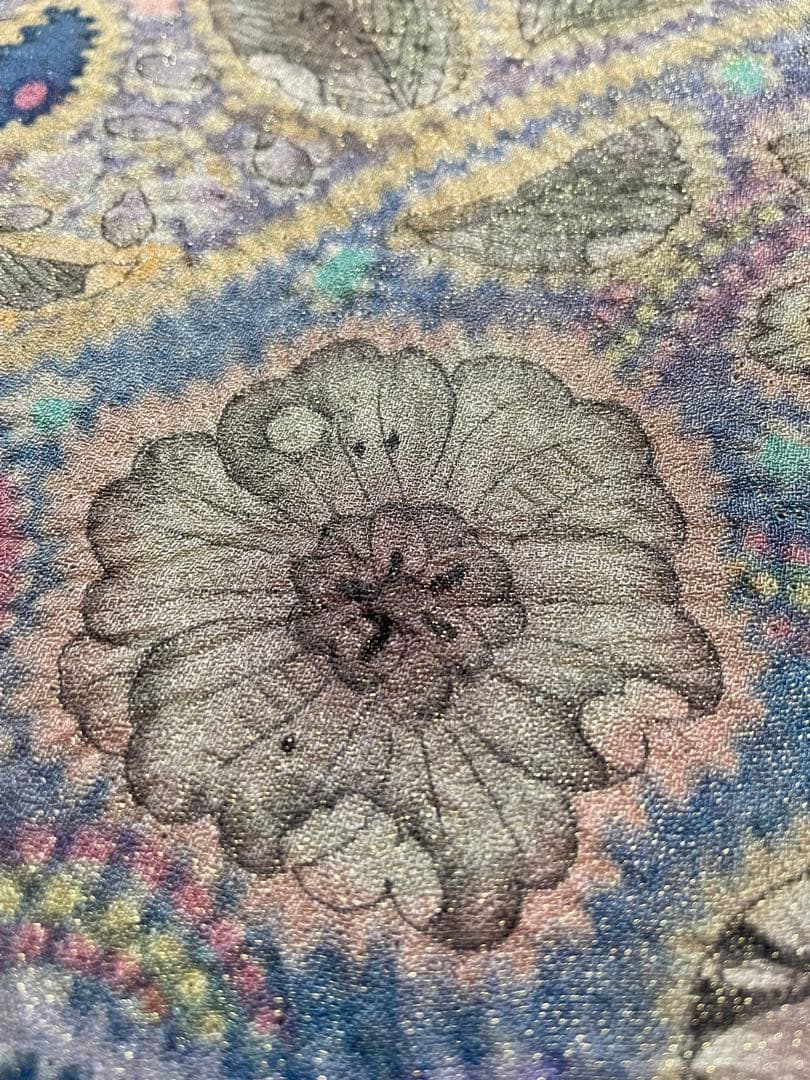 訪問着フルセット　辻ヶ花　作家　落款　絞り　銀通し　ふくれ帯　しつけ糸付