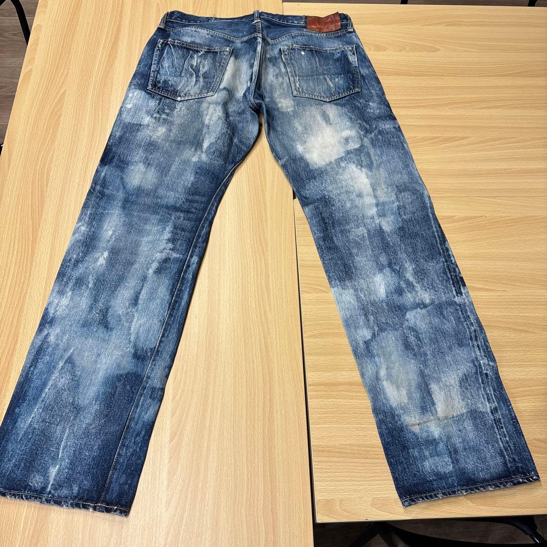 kapitalダメージ加工 ストレートデニムパンツ