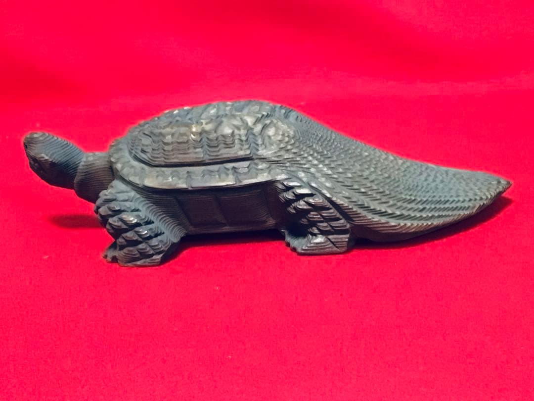 ◉逸品◉数寄屋造りの名棟梁〓平田雅哉◉一刀彫・木彫〓亀・千寿亀・蓑亀◉26cm