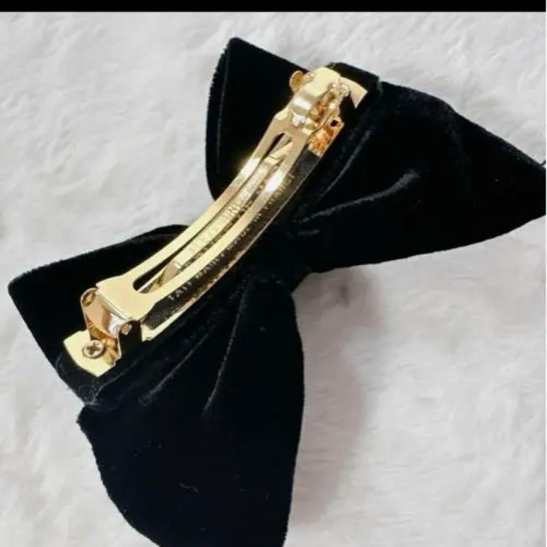 アレクサンドルドゥパリ　バレッタ　ベロア　リボン　ブラック