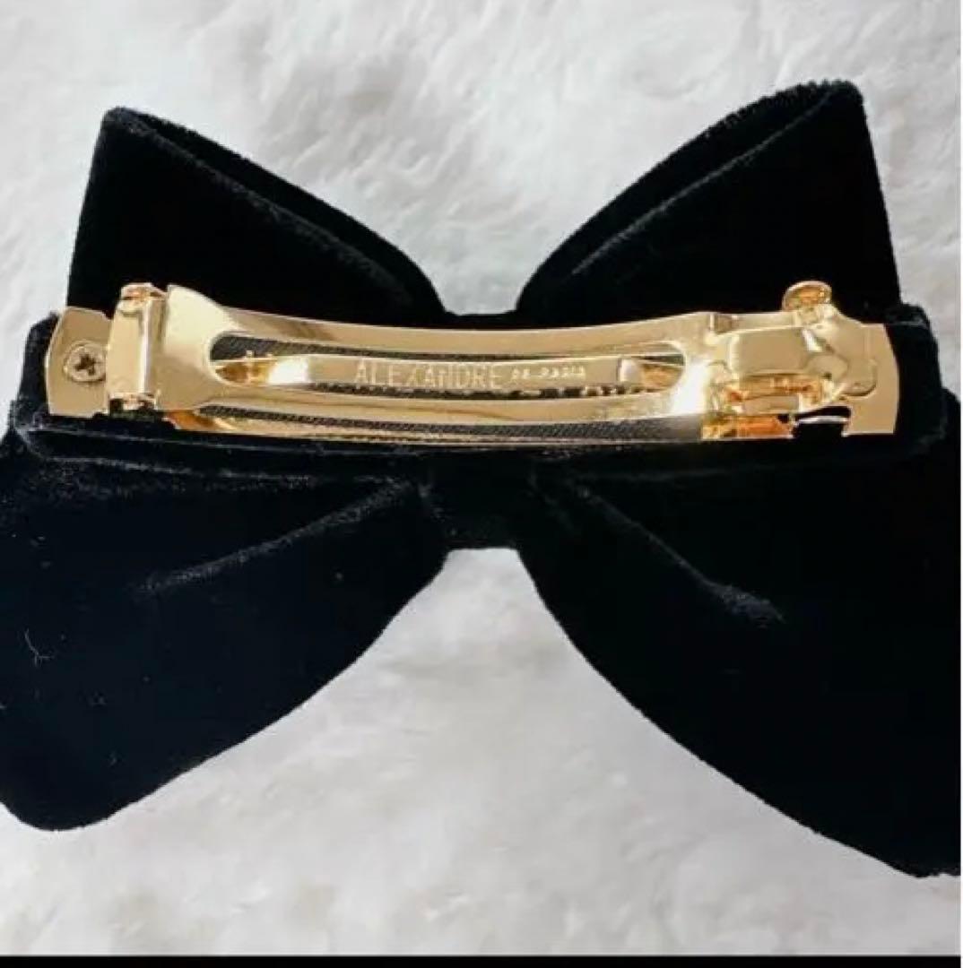 アレクサンドルドゥパリ　バレッタ　ベロア　リボン　ブラック