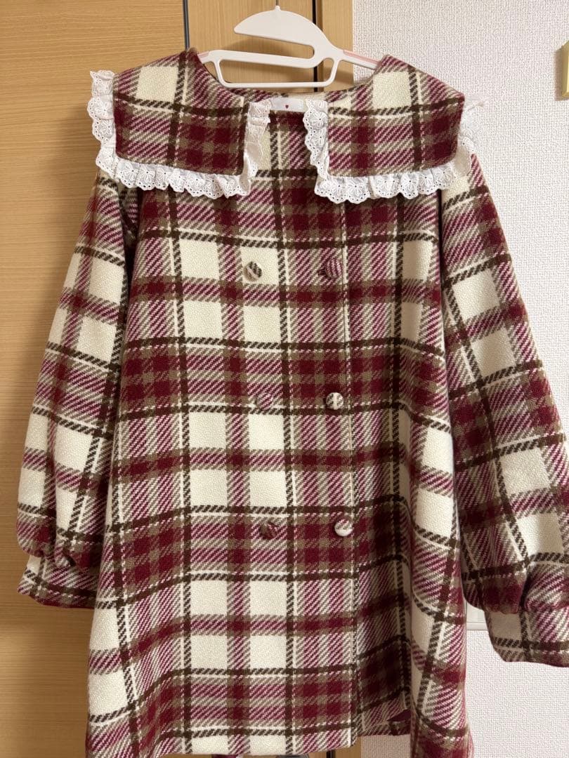 merry jenny チェックセーラーカラーAラインコート