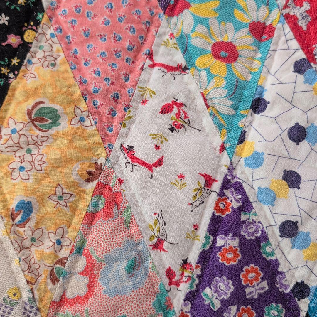 パッチワークキルト　ビンテージ　ハンドメイド