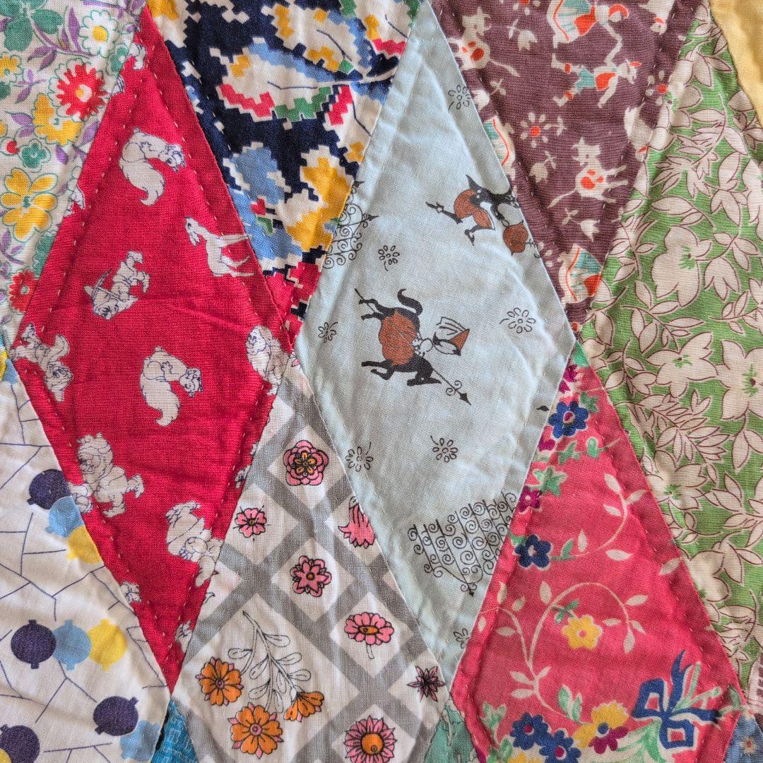 パッチワークキルト　ビンテージ　ハンドメイド