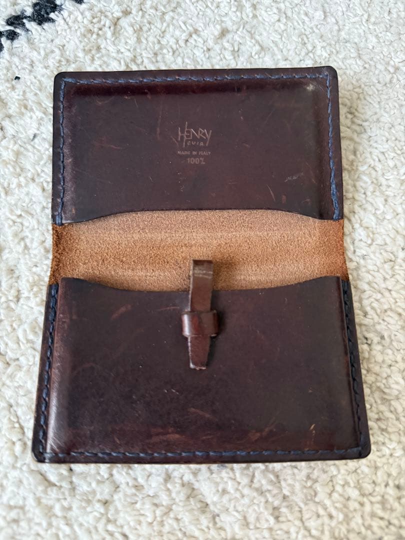 Henry 名刺入れ ダークブラウン 自転車刺繍