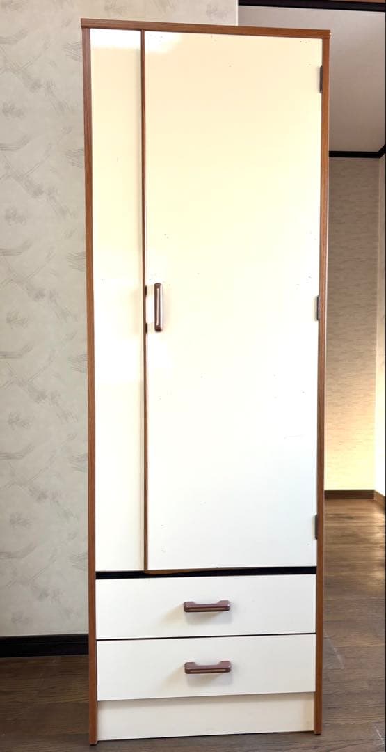 最終お値下げ！木製洋服ダンス　オフホワイト　シンプル　平成レトロ