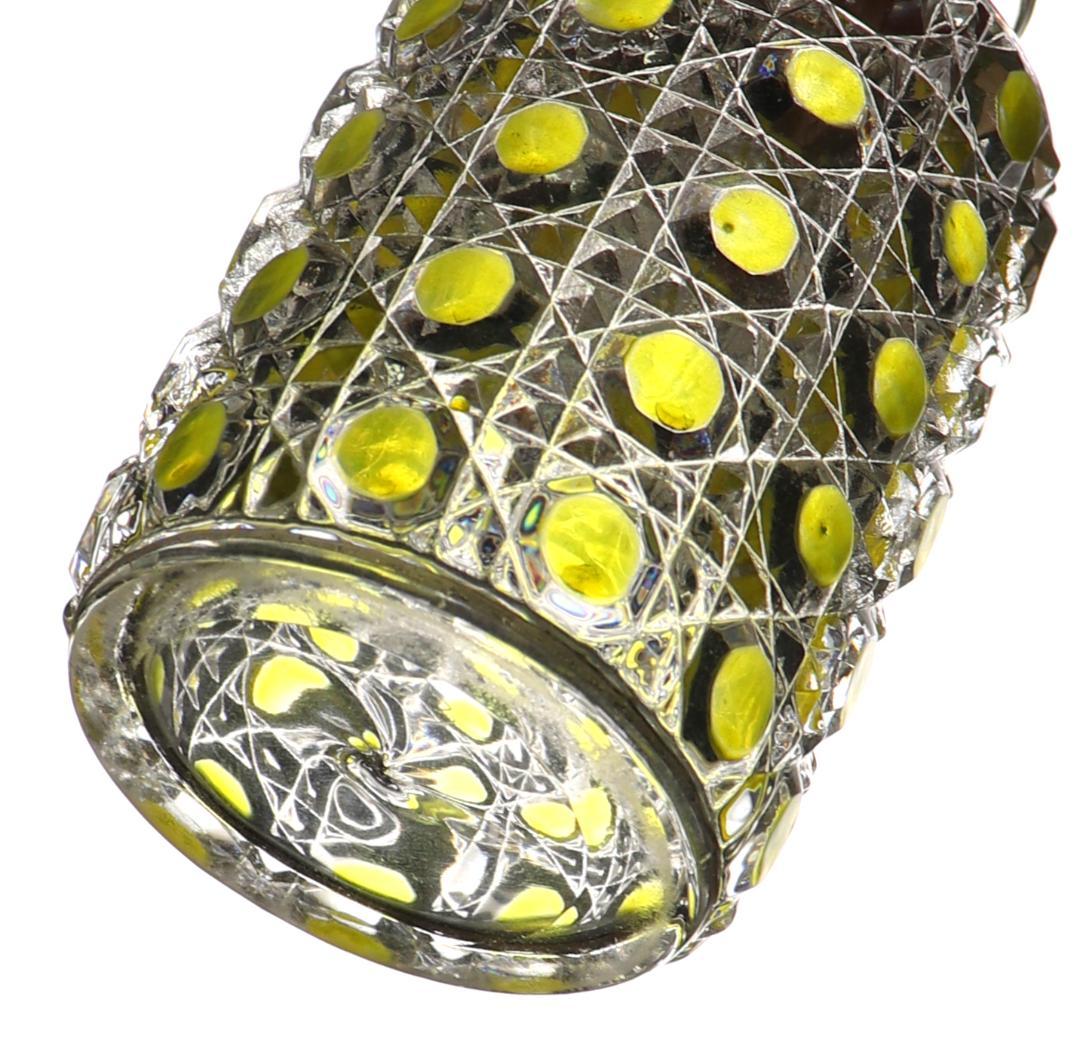 オールド・バカラ 上級作品 黄緑色被せエナメル彩金彩香水瓶14.5cm ボトル