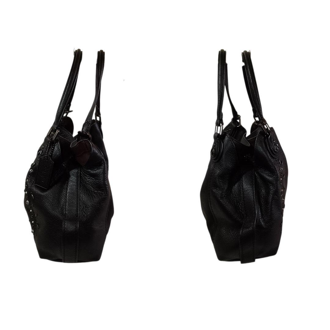 美品 正規品 コーチ COACH レザー ハンドバッグ スタッズ 黒 ブラック