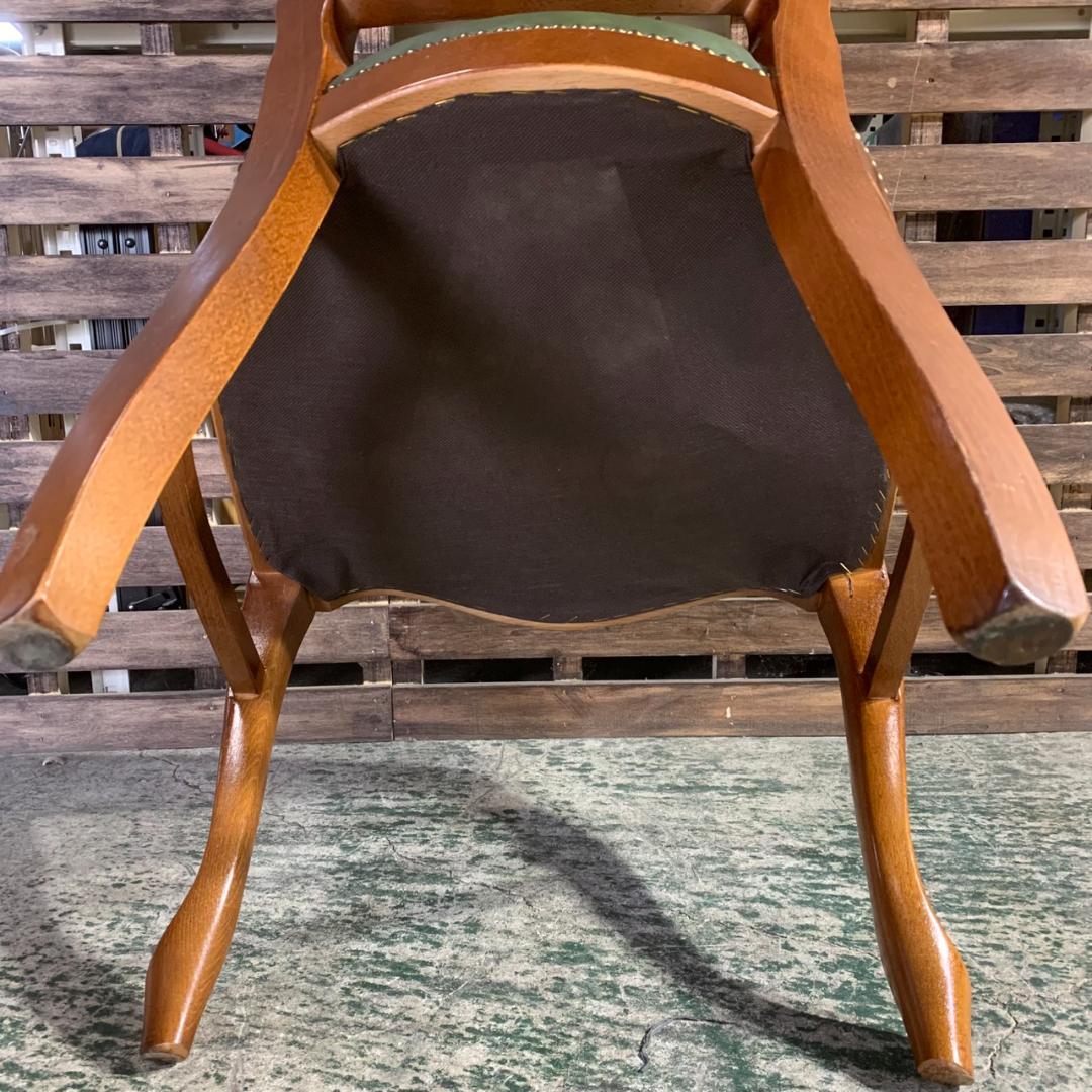 J754 アンティーク調 ダイニングチェア 猫脚 グリーン 合皮