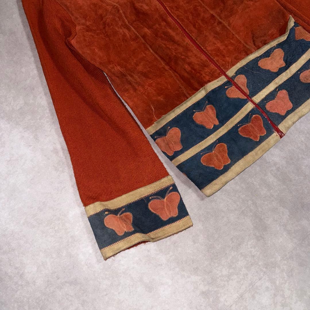70s Kmart Suede 'n Knit 蝶柄
