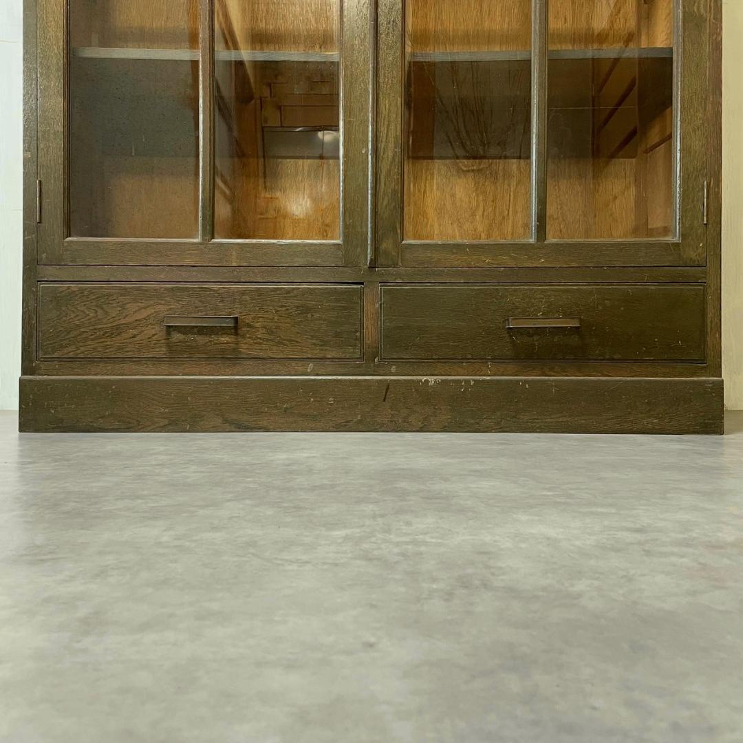 ヴィンテージ 木製 本棚 ガラスキャビネット 食器棚 古家具 収納 ビンテージ