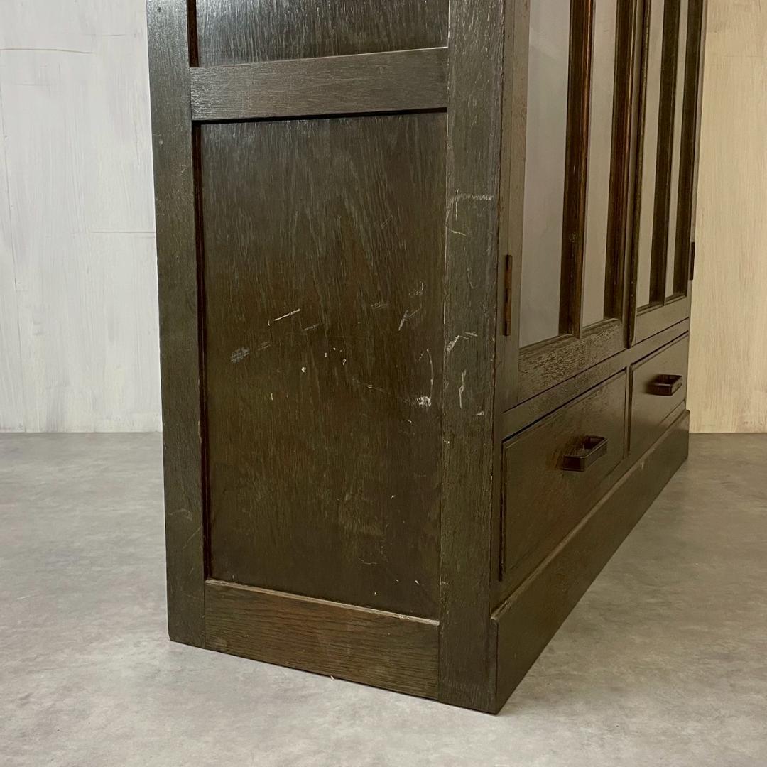 ヴィンテージ 木製 本棚 ガラスキャビネット 食器棚 古家具 収納 ビンテージ