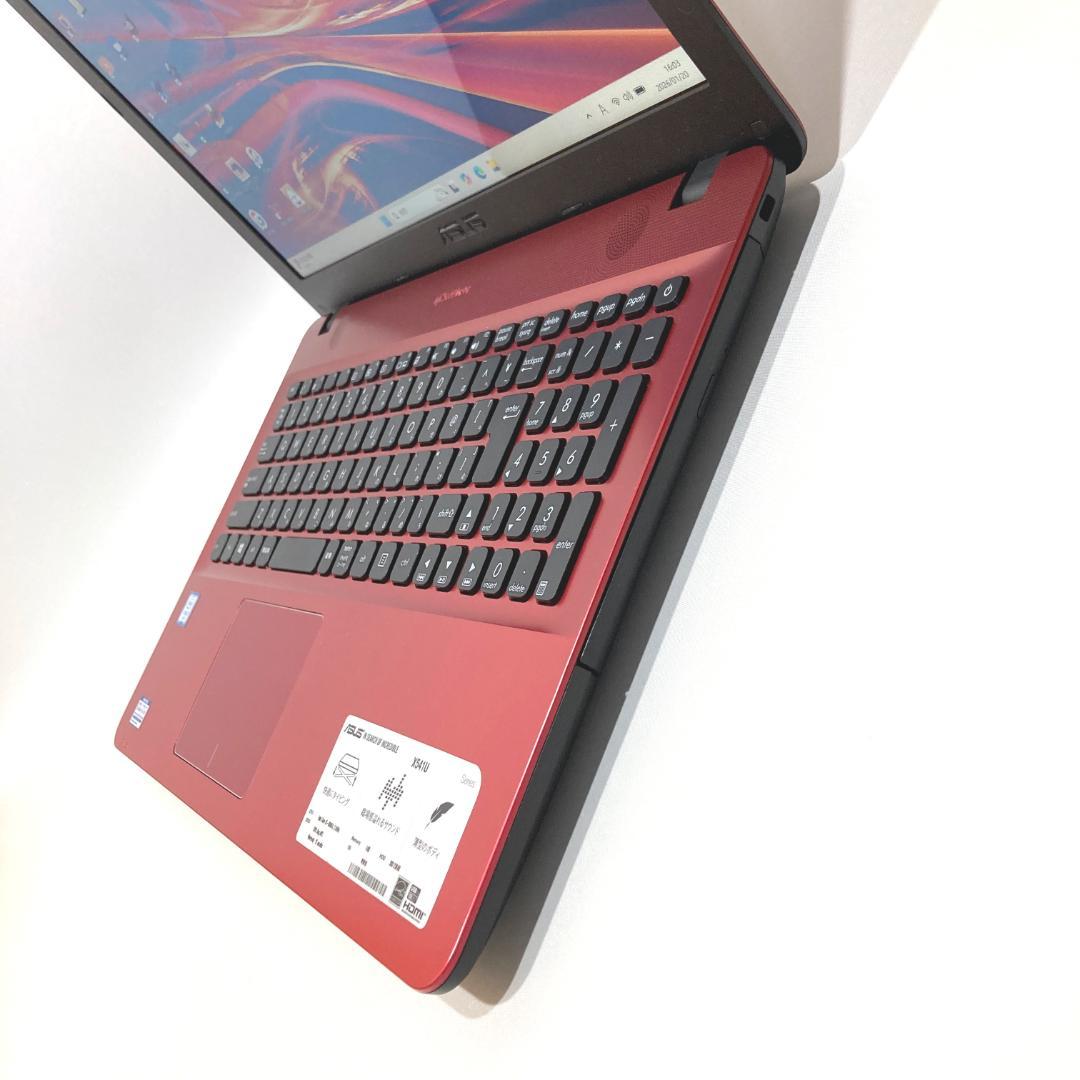 美品✨カメラ・大画面・DVD・大容量✨赤✨すぐ使えるノートパソコン◇T464-1