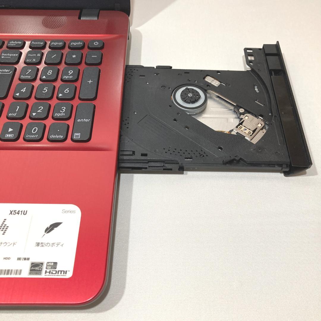 美品✨カメラ・大画面・DVD・大容量✨赤✨すぐ使えるノートパソコン◇T464-1