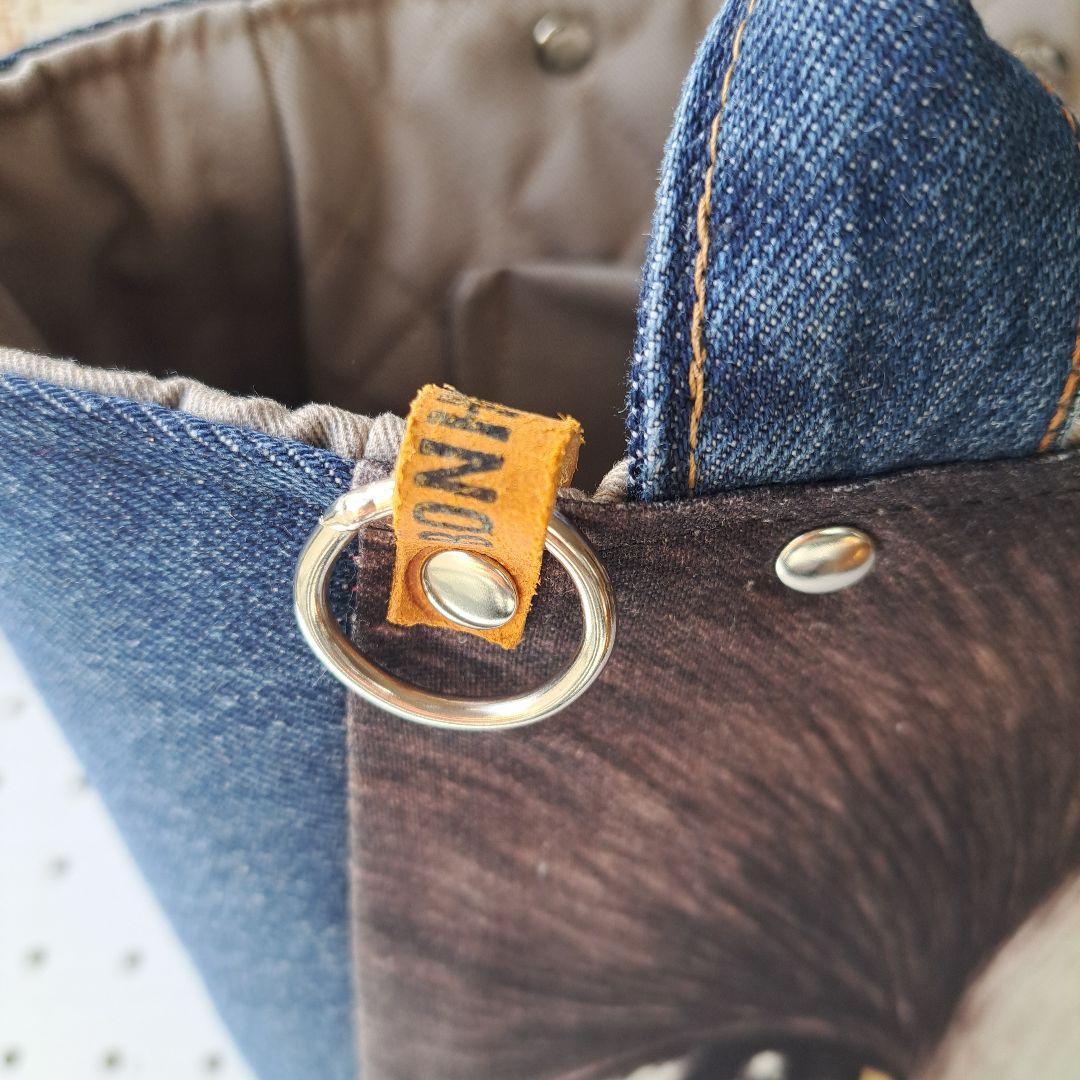 ゆ*ら様 コヤンイサムチョン　BICフェイスジョーズ　デニムリメイクトートバッグ